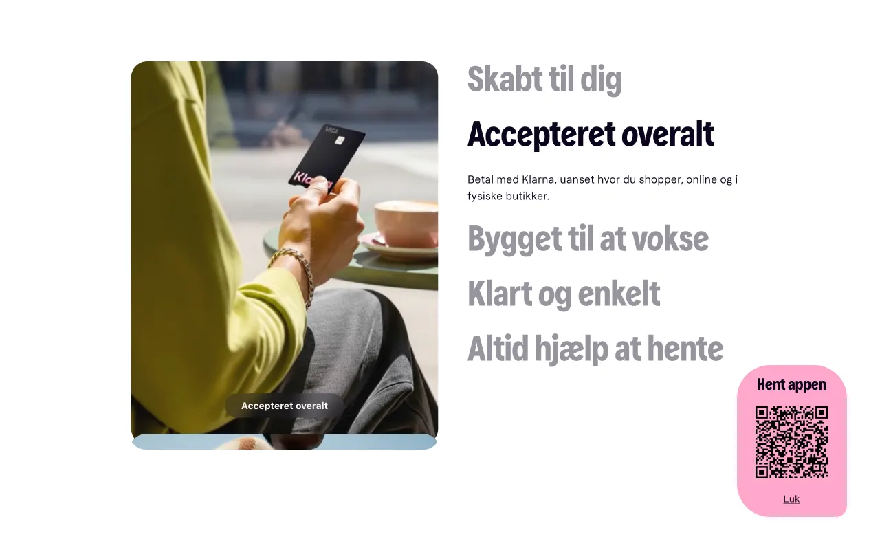 Klarna — produktskærmbillede