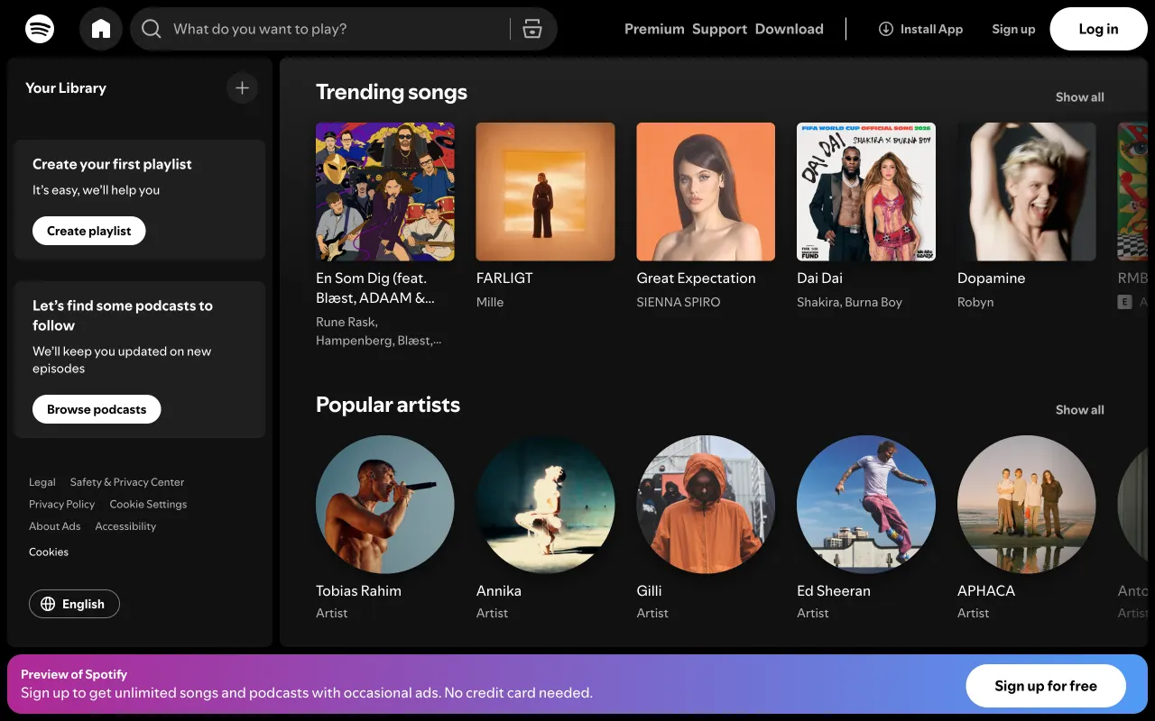 Spotify — produktskærmbillede